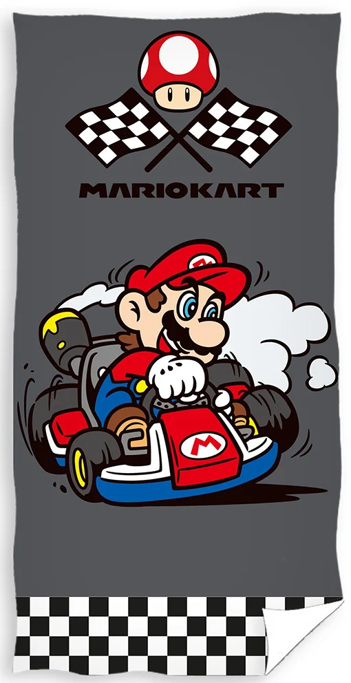 Carbotex Bavlněná froté osuška 70x140 cm - Super Mario Kart Cílová čára