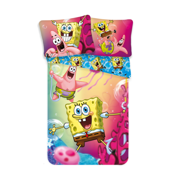 Jerry Fabrics Bavlněné povlečení 140x200 + 70x90 cm - Sponge Bob "Blue"