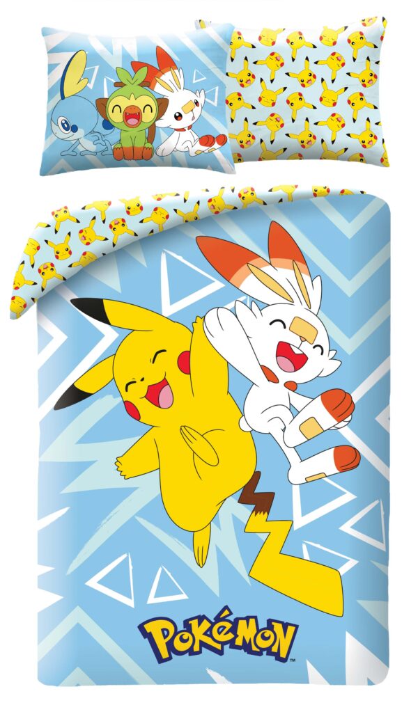 Halantex Povlečení z mikrovlákna 140x200 + 70x90 cm - Pokémon "Pikachu a Scorbunny"