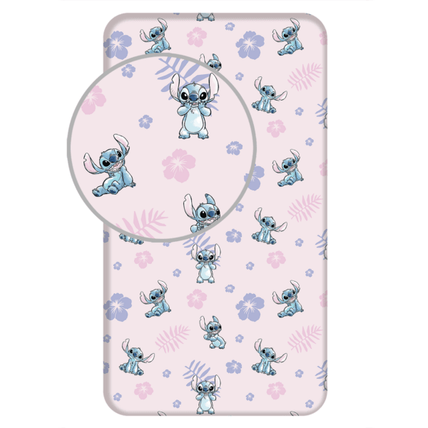 Jerry Fabrics Bavlněné napínací prostěradlo 90x200 + 25 cm - Lilo and Stitch "Pink"